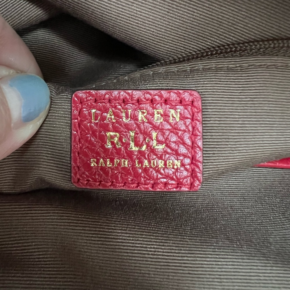 Ralph Lauren Red Leather Satchel With Crossbody Strap - Picture 14 of 14